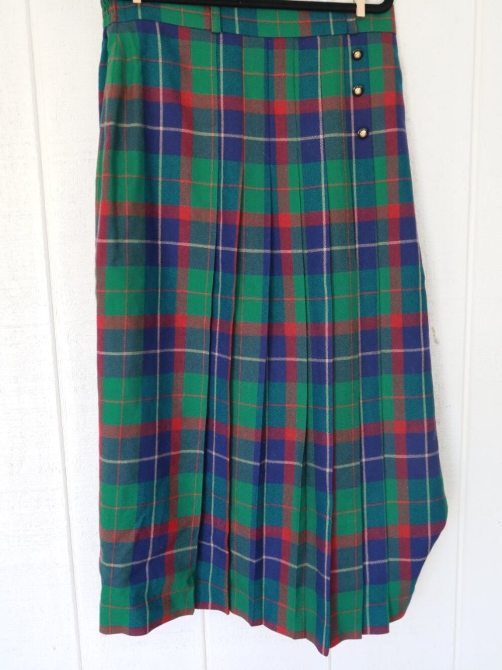NWT Avoca Irish Pleated 100% Wool Plaid Maxi Skirt | XL - Picture 4 of 7